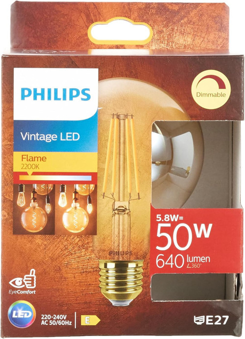 Ledcla 50W G95 E27 2200K Sarı Işık Gold Dim Edilebilir Filament Led Ampul