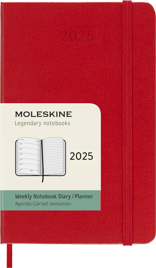 Moleskine 2025 Semanal P Rojo Escarlata Tapa Dura