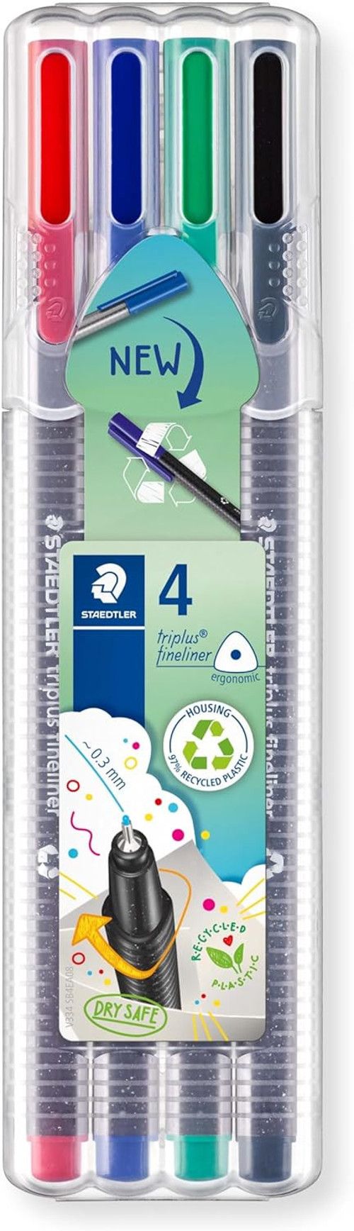 334 Sb4 Triplus Üçgen Fineliner Klasik Renk 0.3 Mm 4'Lü Set