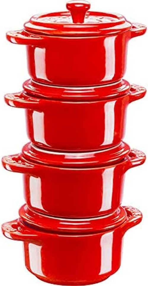 , Mini Cocotte Set, 4'Lü, Yuvarlak, Ceramic