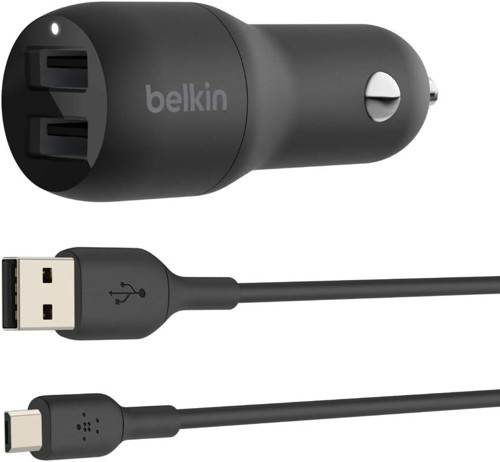 Çift Usb Araç Şarj Cihazı 24W, Mikro-Usb Kablosu (Boost Charge Çift Bağlantı Noktalı Araç Şar