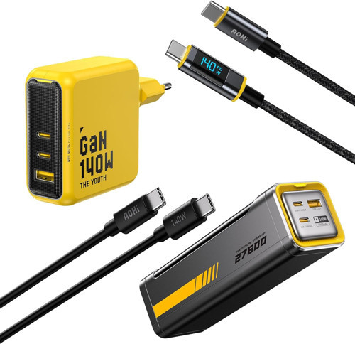 Youth 140W 3 Portlu Şarj Adaptörü, 27.600 Mah 240W Pd3.1 Powerbank, 140W Led Ekranlı Naylon Örg