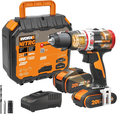 Wx354.1 20V/4.0/2.0 Ah Li-On Çift Akülü Kömürsüz Profesyonel Darbeli Şarjlı Matkap