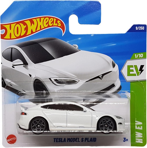 - Tesla Model S Plaid - Hw Ev 1/10 - Hyx58 - Short Card - Beyaz - Mattel 2025 - 1:64