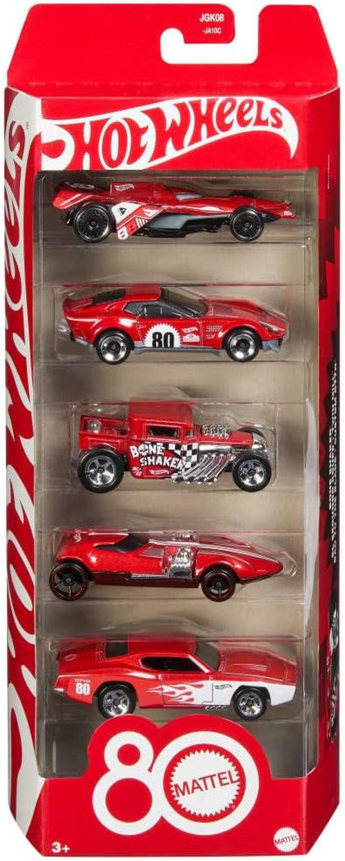 Mattel 80. Yıldönümü 5 Araba Paketi, 5 Adet 1:64 Ölçekli Oyuncak Araç Seti, Ambalaj Ve Ko