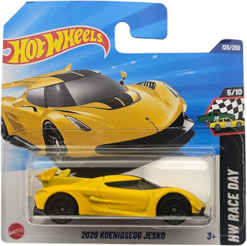 - 2020 Koenigsegg Jesko - Hw Race Day 5/10 - Hyy66 - Short Card - Sarı - Mattel 2025-1:64