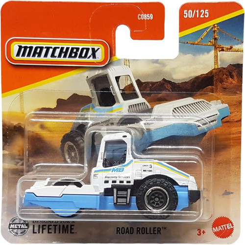 Matchbox - Road Roller - Mbx Construction 50/125 - Jbt19 - Short Card - Şantiye Aracı - Yol Silindir