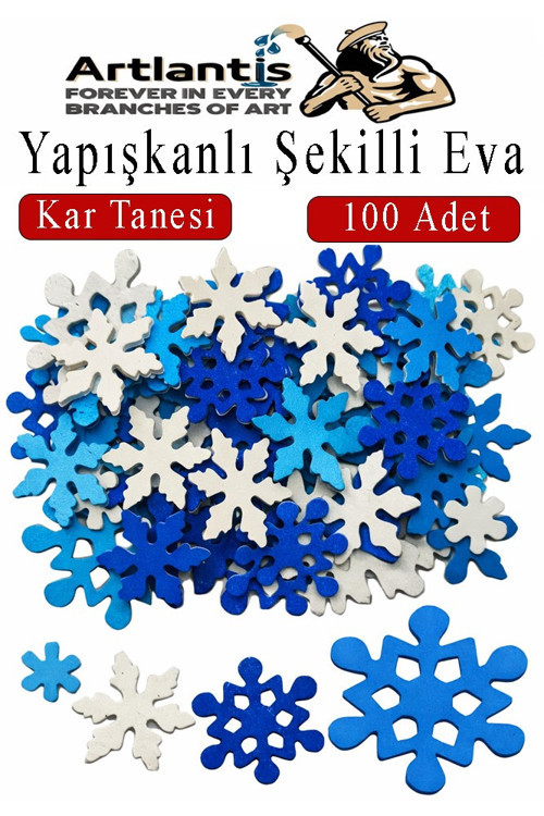 Şekilli Eva Yapışkanlı Kar Tanesi 100 lü 1 Paket Kendinden Yapışkanlı Eva Sticker Okul Öncesi Kreş Ana Sınıfı