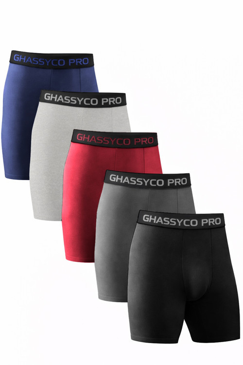 Erkek Pamuklu Likralı Spor Boxer 5'li Set Yumuşak Dokulu ve Rahat Kemerli