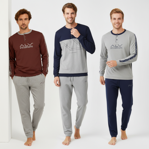 Erkek Pamuklu 3 Adet 2'li Pijama Takımı BB2237