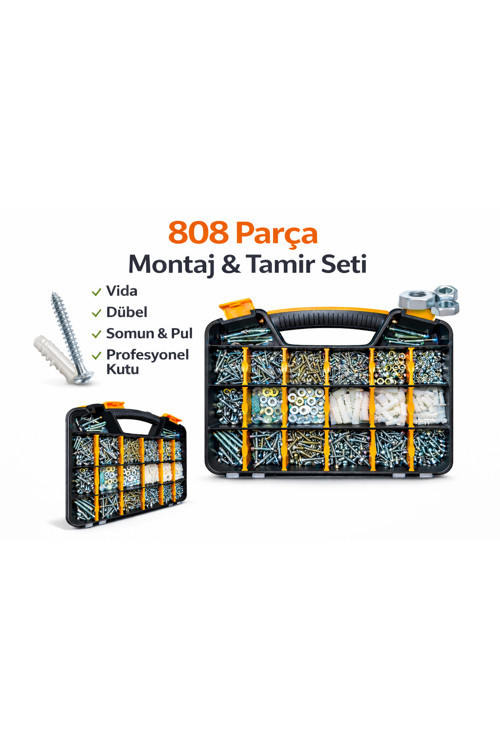 808 Parça Vida Seti Dübel Somun Pul Ev Ofis Organizer