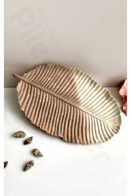 Büyük Boy Sunumluk|Boho Yaprak Sunumluk Tabanlık|Dekoratif Biblo|Boho Dekor|Kahverengi|Masa Dekoru