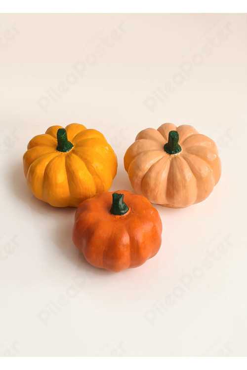Turuncu Dekoratif Balkabakları 3 adet|Kabak Biblo|3lü Kabak Biblo|Dekoratif kabak|Sonbahar Biblo