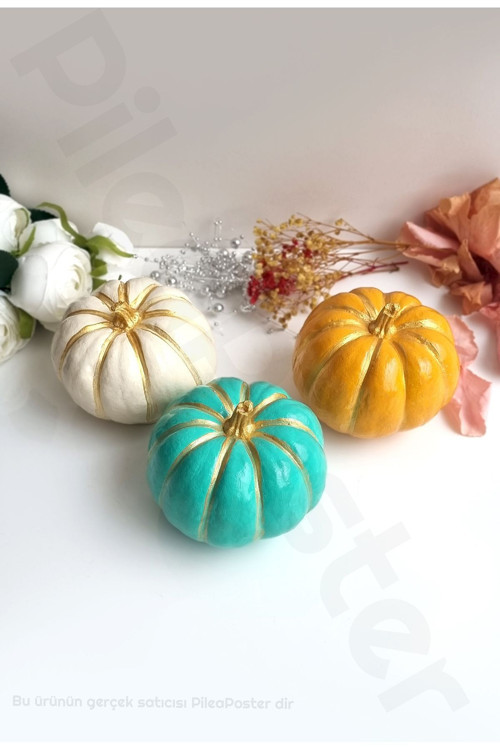Dekoratif Bal Kabakları 3 Adet|kabak Biblo|büyük Boy Kabak|dekoratif Kabak|dekoratif Obje|dekorasyon