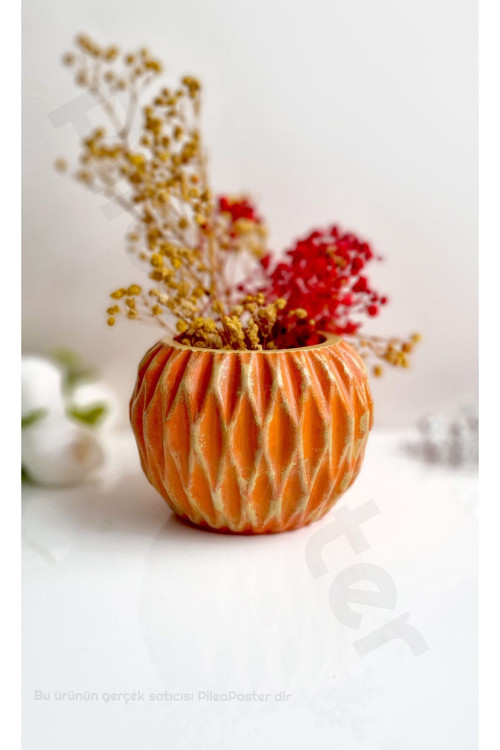 Dekoratif Saksı|Sukulent Saksı|Dekoratif Biblo|Biblo Saksı|Modern Saksı|Dekoratif Obje|Turuncu