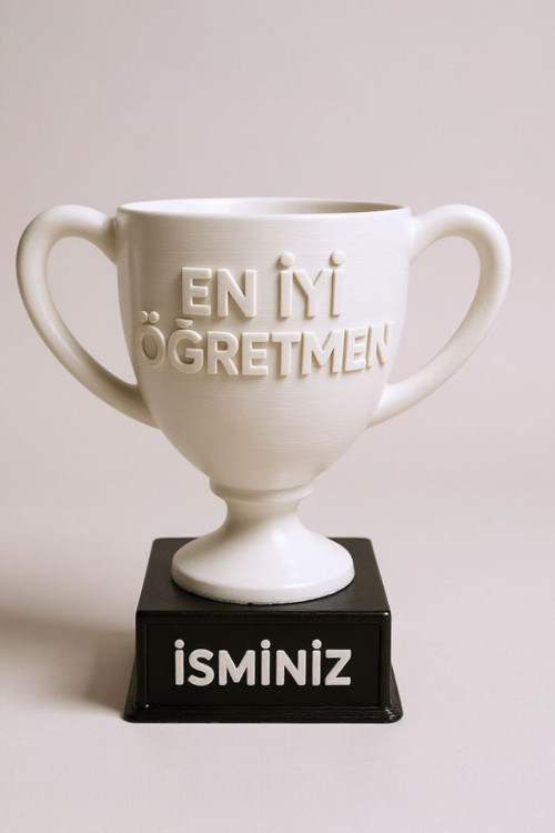Minimal Kişiye Özel Öğretmen Ödül Kupası - İsme Özel Teşekkür Ödülü - 10×8 cm