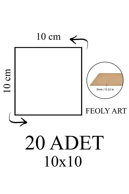 3 mm 10x10 MDF Plaka (20 ADET) - Hobi, Maket, Ahşap El Sanatları İçin Uygun (20`lİ Paket)