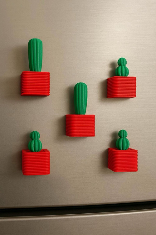 Mini Kaktüs Saksı 5’li Magnet Seti – Dekoratif Buzdolabı ve Pano Aksesuarı(2,5x6 cm)