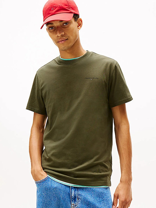 TJM SLIM LINEAR CHEST TEE EXT Erkek Yeşil T-Shirt - DM0DM21780