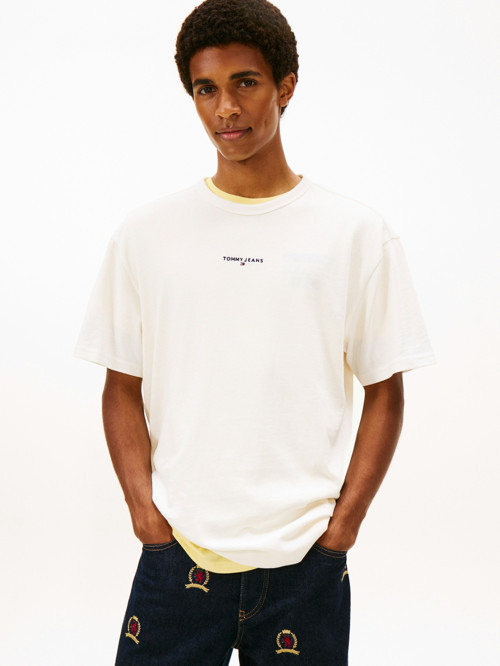 TJM RLX LINEAR LOGO TEE Erkek Beyaz T-Shirt - DM0DM21110