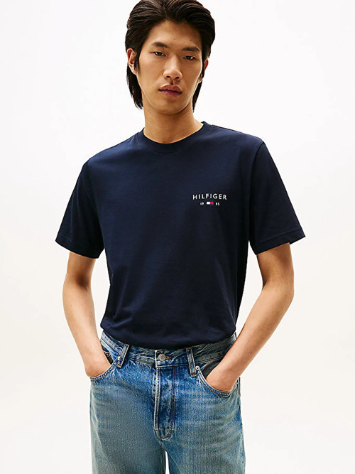 BRAND LOVE SMALL HILFIGER TEE Erkek Mavi T-Shirt - MW0MW41456