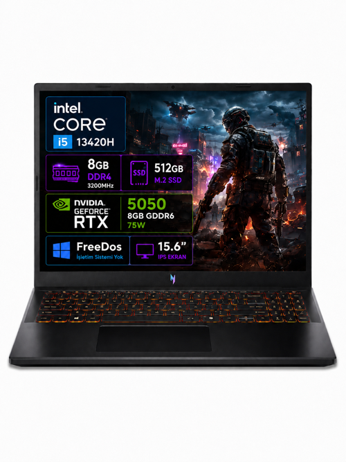 Nitro V 15 ANV15-52 Intel Core i5 13420H 8GB 512GB SSD RTX5050 Freedos 15.6'' 165Hz Taşınabilir Bilgisayar NH.QZ7EY