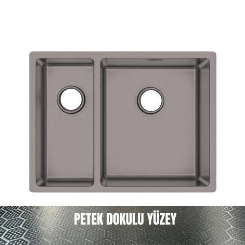 Redux 58x44 Antrasit Petek Dokulu Sol 1,5 Gözlü Paslanmaz Çelik Mutfak Eviyesi