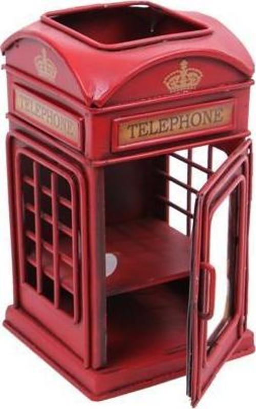 Dekoratif Metal Londra Telefon Kulübesi Kalemlik ve Çerçeveli