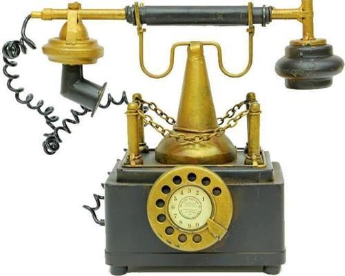 Dekoratif Metal Telefon Kumbaralı Biblo Hediyelik