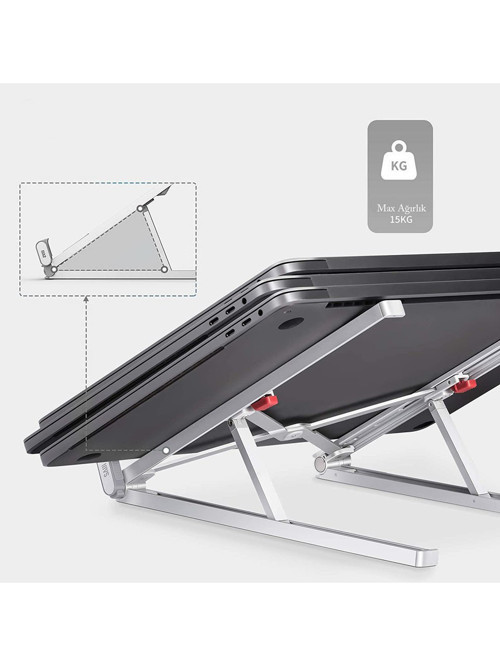 BİX Saiji X2-GY 11"- 17" Arası Taşınabilir Katlanır Alüminyum Notebook Soğutucu Stand Beyaz