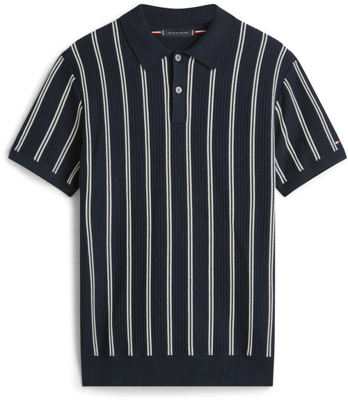 KNITTED VERTICAL STRIPE SS POLO