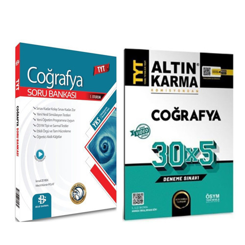 Bilgi Sarmal TYT Coğrafya Soru Bankası ve Altın Karma TYT Coğrafya Deneme Seti 2 Kitap