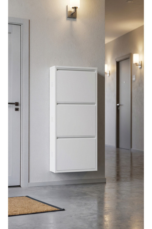 Üçlü Metal Ayakkabılık Premium Beyaz