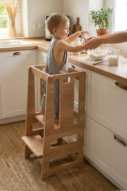 Ahşap Montessori Çocuk Öğrenme Kulesi Merdiveni