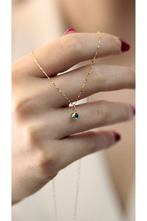 14 Ayar Nazar Boncuklu Altın Kolye