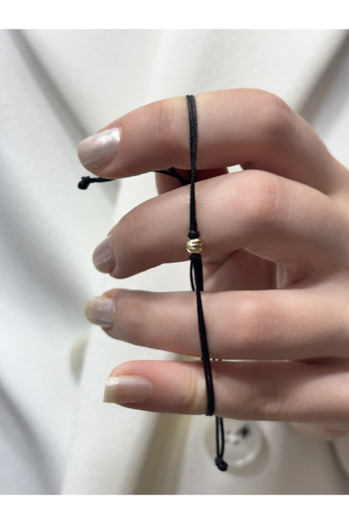 14 Ayar Altın Mini Dorikalı İpli Bileklik (4 Mm)
