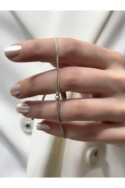 14 Ayar Altın Mini Dorikalı İpli Bileklik (4 Mm)