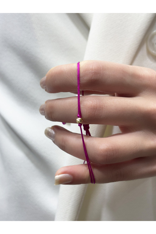 14 Ayar Altın Mini Dorikalı İpli Bileklik (4 Mm)
