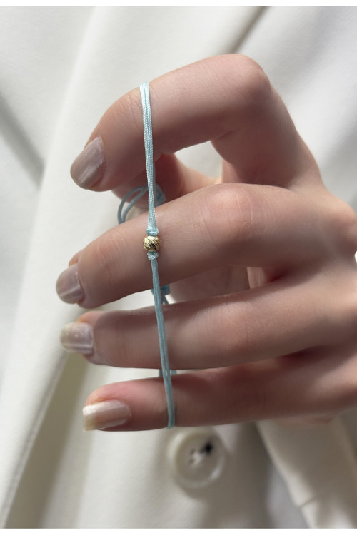 14 Ayar Altın Mini Dorikalı İpli Bileklik (4 Mm)