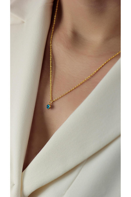 14 Ayar Altın Mini Gözlü Halat Burgu Zincir Kolye