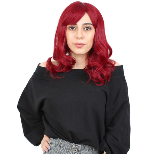 Miku Design Dalgalı Perçemli Orta Boy Fiber Sentetik Peruk / Kızıl