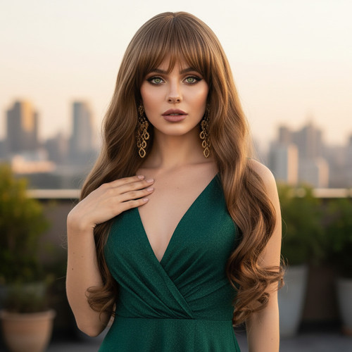 Miku Design Kahküllü Uzun Dalgalı Fiber Sentetik Peruk / Kumral