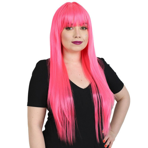 Miku Design Uzun Kahküllü Fiber Sentetik Peruk / Neon Pembe