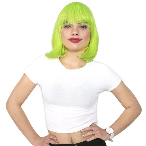 Miku Design Küt Kahküllü Fiber Sentetik Peruk / Neon Sarı