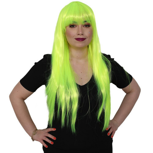 Miku Design Uzun Kahküllü Fiber Sentetik Peruk / Neon Sarı