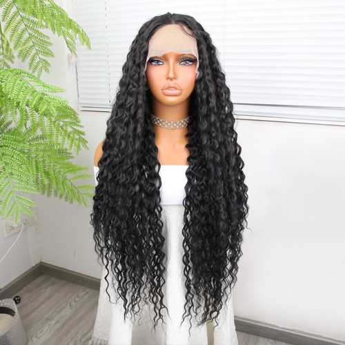 Miku Design Afro Dalga Siyah Fiber Sentetik Tül Peruk
