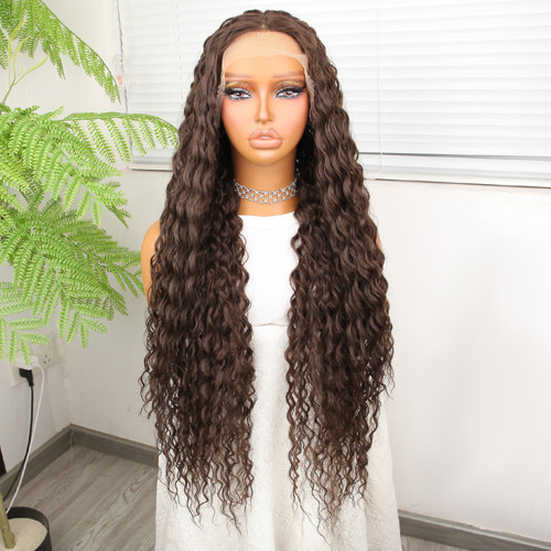 Miku Design Afro Dalga Kumral Fiber Sentetik Tül Peruk