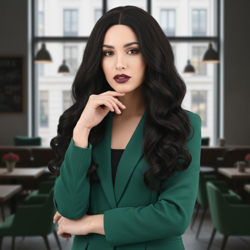 Miku Design Dalgalı Perçemsiz Uzun Fiber Sentetik Peruk / Kestane
