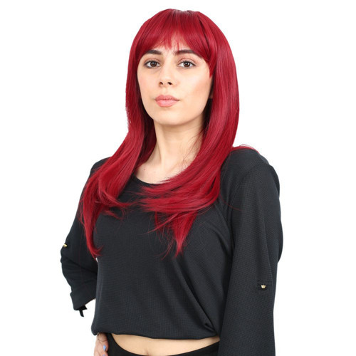 Miku Design Düz Perçemli Orta Boy Fiber Sentetik Peruk / Kızıl