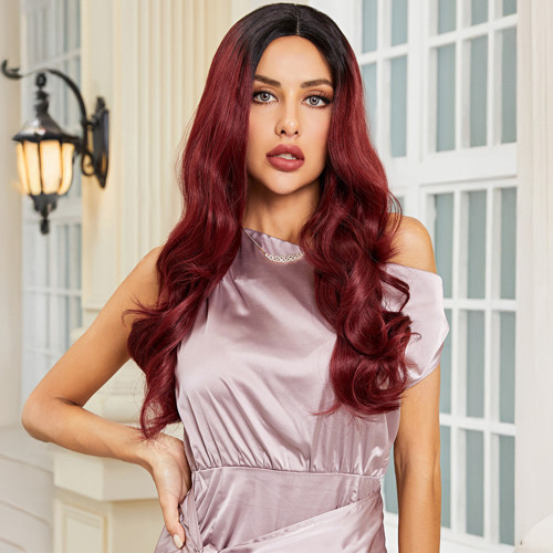 Miku Design Siyah / Kızıl Ombreli Hafif Dalgalı Tül Peruk
